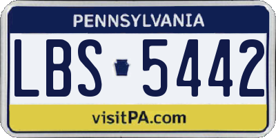 PA license plate LBS5442