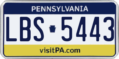 PA license plate LBS5443