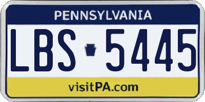 PA license plate LBS5445