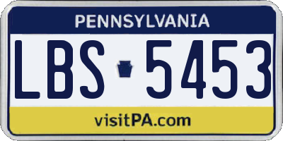 PA license plate LBS5453
