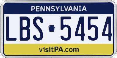 PA license plate LBS5454