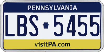 PA license plate LBS5455