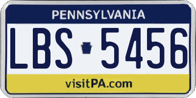 PA license plate LBS5456