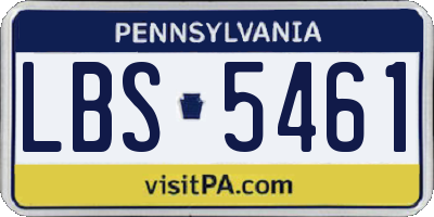 PA license plate LBS5461