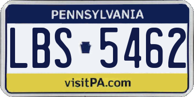 PA license plate LBS5462