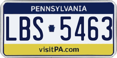 PA license plate LBS5463