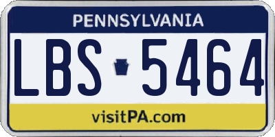 PA license plate LBS5464