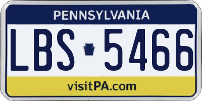 PA license plate LBS5466
