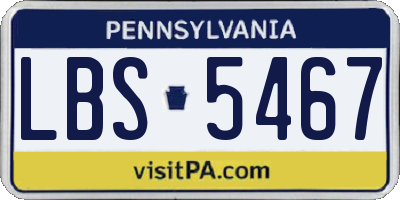 PA license plate LBS5467