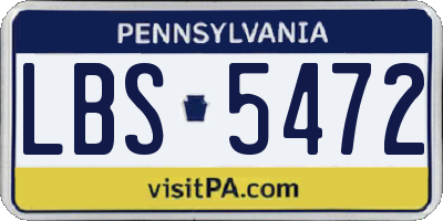 PA license plate LBS5472