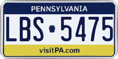 PA license plate LBS5475