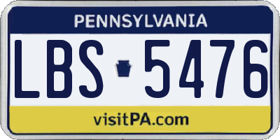 PA license plate LBS5476