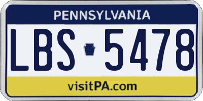PA license plate LBS5478