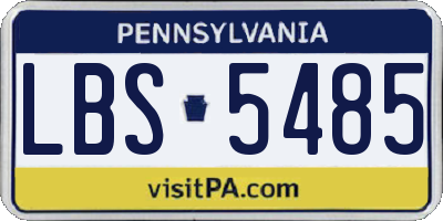 PA license plate LBS5485