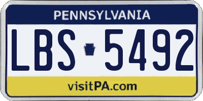 PA license plate LBS5492