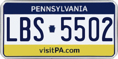PA license plate LBS5502