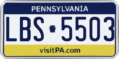 PA license plate LBS5503