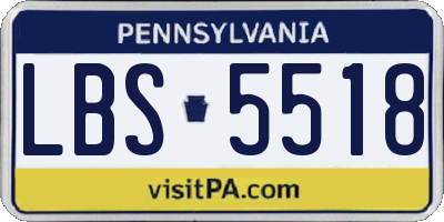 PA license plate LBS5518