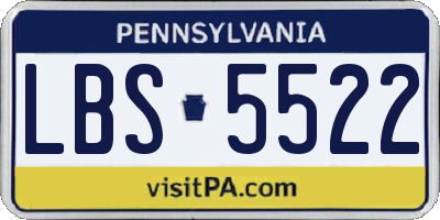 PA license plate LBS5522