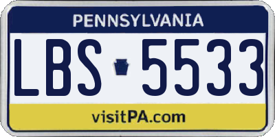 PA license plate LBS5533