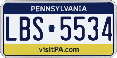 PA license plate LBS5534