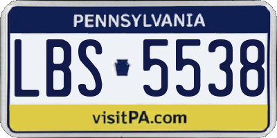 PA license plate LBS5538