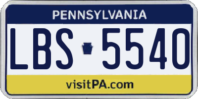 PA license plate LBS5540