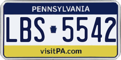 PA license plate LBS5542