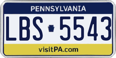 PA license plate LBS5543