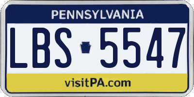 PA license plate LBS5547