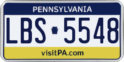 PA license plate LBS5548