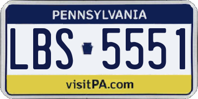 PA license plate LBS5551