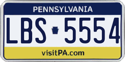 PA license plate LBS5554