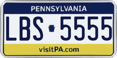 PA license plate LBS5555
