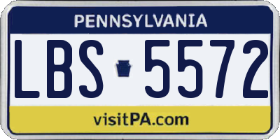 PA license plate LBS5572