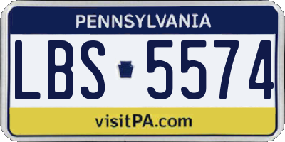 PA license plate LBS5574