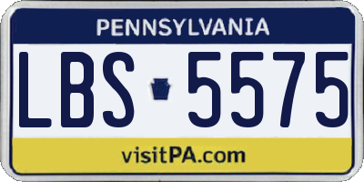 PA license plate LBS5575