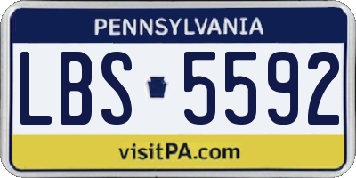 PA license plate LBS5592