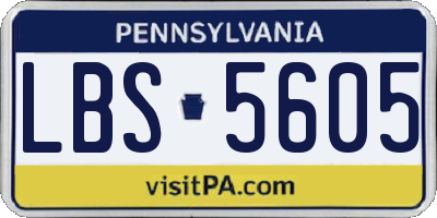 PA license plate LBS5605