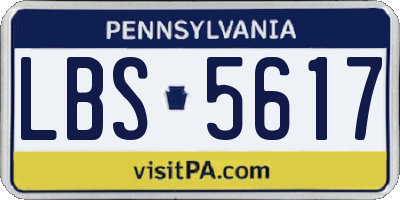 PA license plate LBS5617