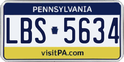 PA license plate LBS5634