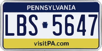 PA license plate LBS5647