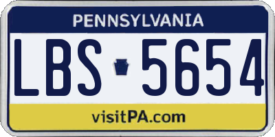 PA license plate LBS5654