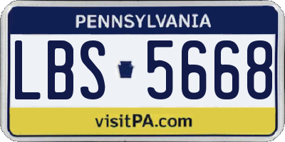 PA license plate LBS5668