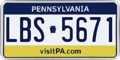 PA license plate LBS5671
