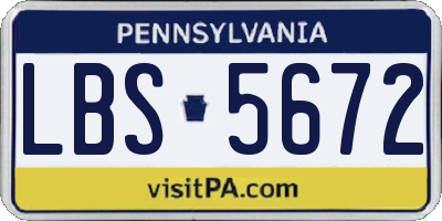 PA license plate LBS5672