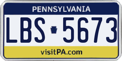 PA license plate LBS5673