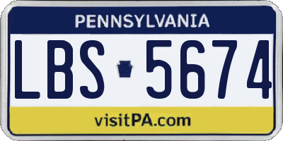 PA license plate LBS5674