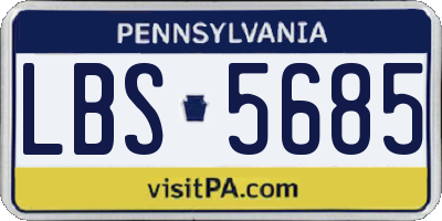 PA license plate LBS5685