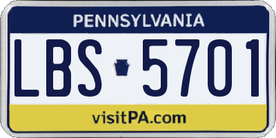 PA license plate LBS5701